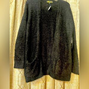 Absolutly Famous Ladies Size XL Black Fuzzy Cardigan